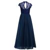 Amazon spring and summer lace dress European and American foreign trade mesh hollow splicing chiffon bridesmaid banquet dress dress