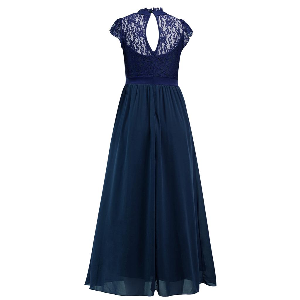 Amazon spring and summer lace dress European and American foreign trade mesh hollow splicing chiffon bridesmaid banquet dress dress