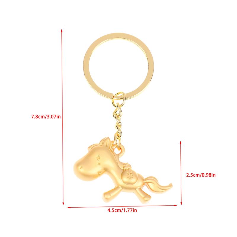 2026 Zodiac Year Of The Horse Metal Keychain Backpack Lucky Horse Pendant Keyring Badge Key Chain Gift