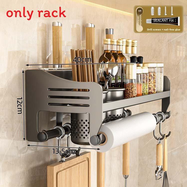 Modern Steel Kitchen Wall Organizer With Knife Slots And Hooks For Home Storage