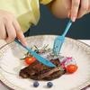 4Pcs/Set Non-slip Tableware Set Good Grip Durable BPA Free Spoon Fork Cutter Chopsticks Cutlery Set