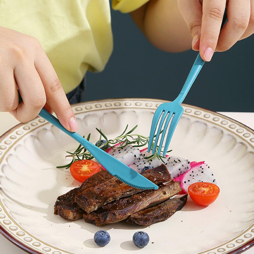 4Pcs/Set Non-slip Tableware Set Good Grip Durable BPA Free Spoon Fork Cutter Chopsticks Cutlery Set