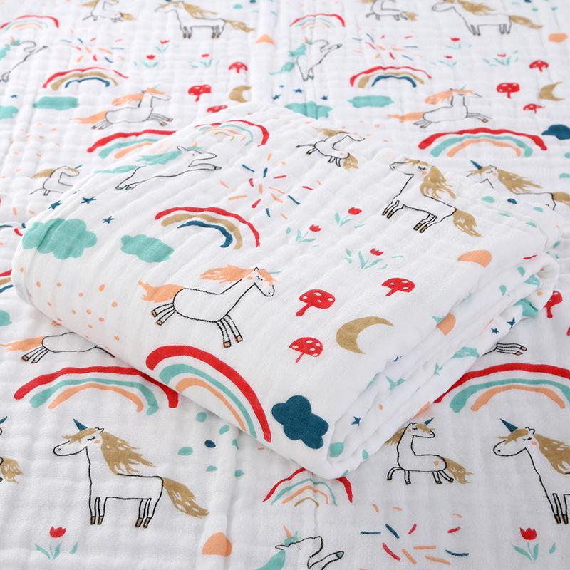 High-Density Six-Layer Pure Cotton Baby Bath Towel and Swaddling Blanket for Newborns and Children
