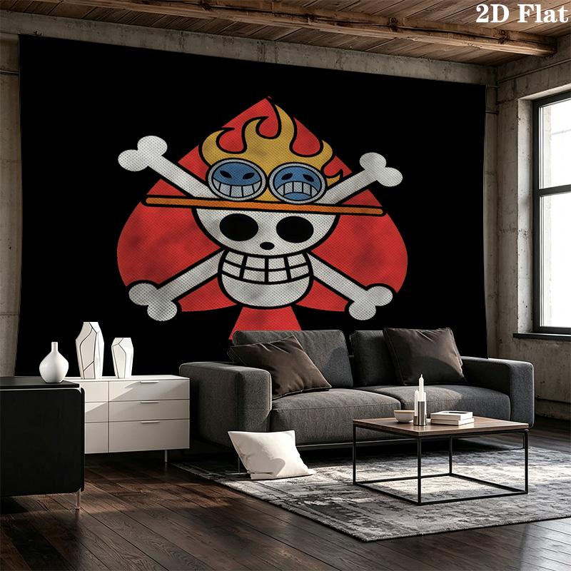 One Piece Logo Wall Tapestry Aesthetic Wall Hanging Printed Fabric Blanket Decorative Tapestries For Bedroom Living Room Home Decor