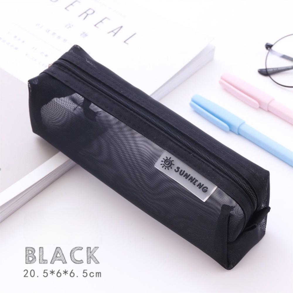 Multicolor Pencil Pouch Translucent Stationery Bag Portable Mesh Pencil Bag  Student