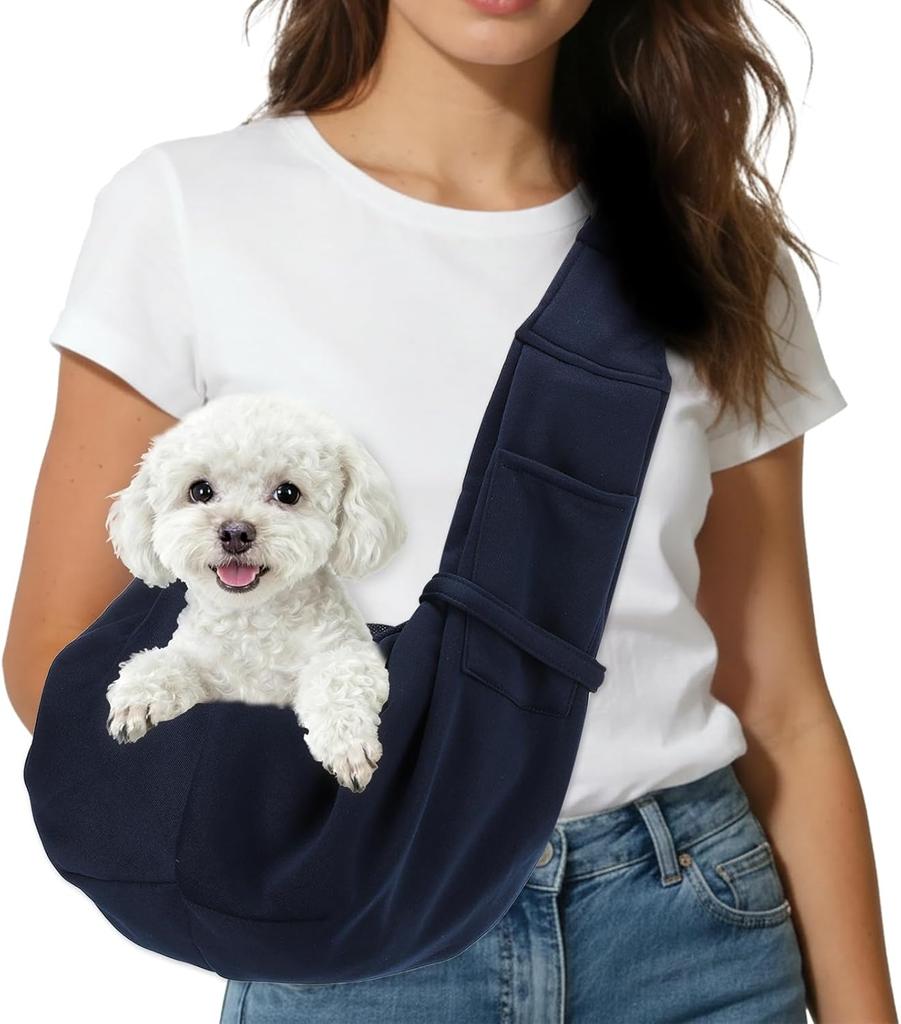 Dog Cat Sling Carrier for Small Pets Up to 16.5Lbs Breathable Mesh Buckle Cross Body Shoulder Bag for Outdoor Travel Camping
