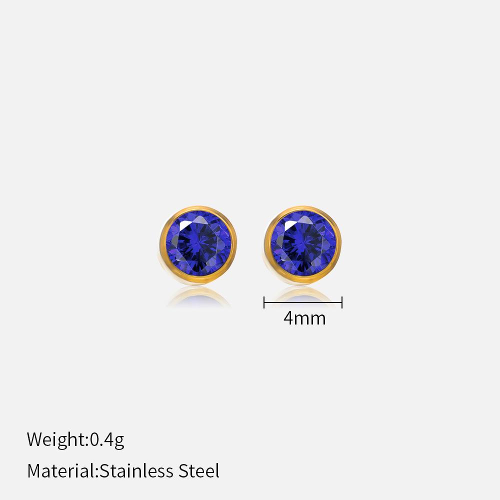 Simple Crystal Stud Earrings Fashion Women December Birthstone Colorful Diamond Earrings for Girls Gift