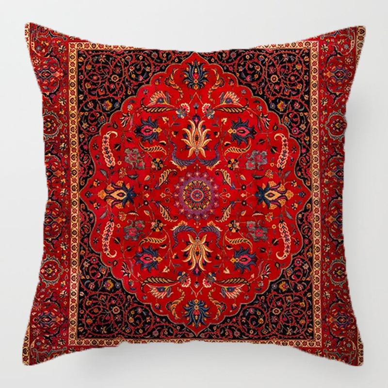 Bohemian ethnic style throw pillow retro printing sofa bed home decoration cushion short velvet pillow