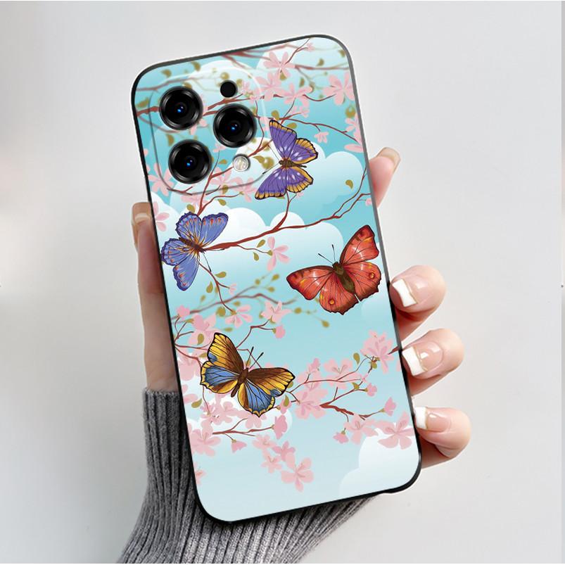 Printed Phone Case For DooGee N55/N55 Plus/N55 Pro Funda Capa Soft Silicone Black Shell Cover Cute Flower Cartoon Casing Coque