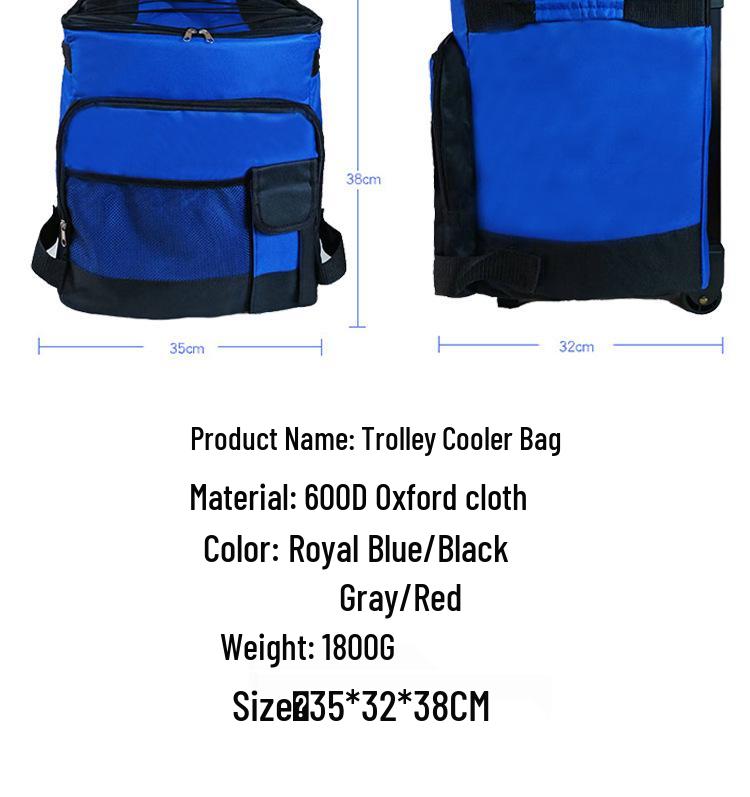 Foldable Large-Capacity Insulated Trolley Bag for Outdoor Travel and Picnics