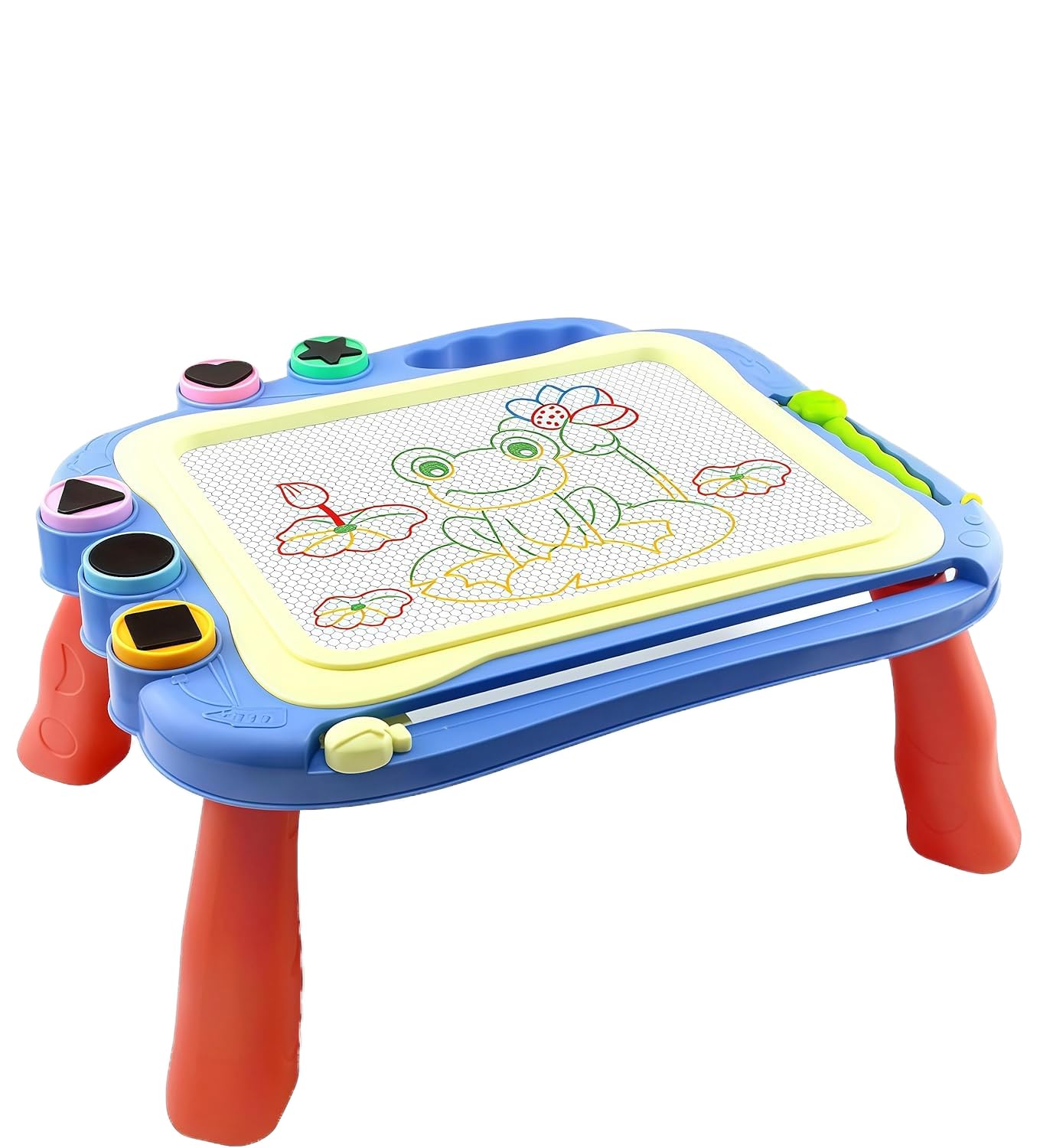 

Drawing Board, Large Size 35 x 28 cm, Four Colors, with Magnetic Stamps, for Toddlers, Ages 3-5, Boys and Girls, Birthday Gift (Blue)