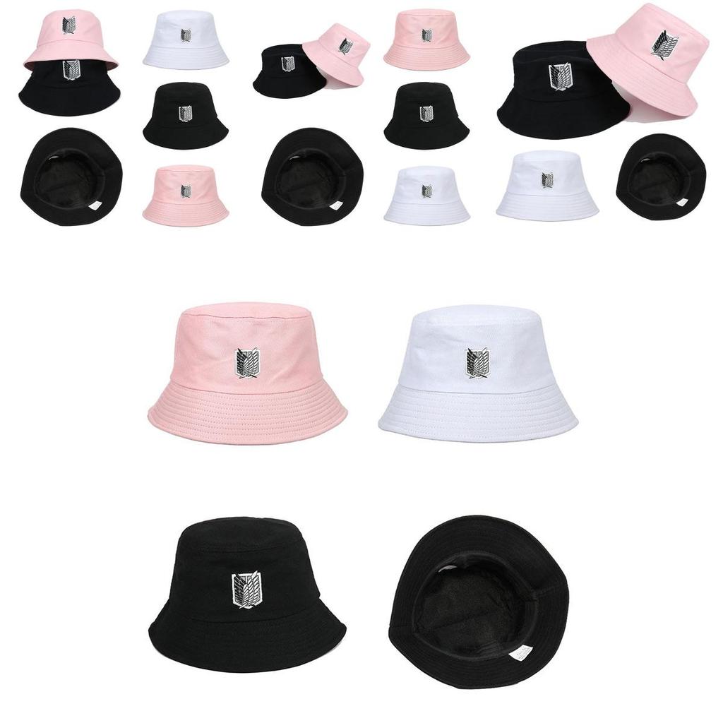Stylish Attack On Titan Flat Top Basin Hat For Beach And Outdoor Activities, Sun-proof Wide Brim Bucket Hat