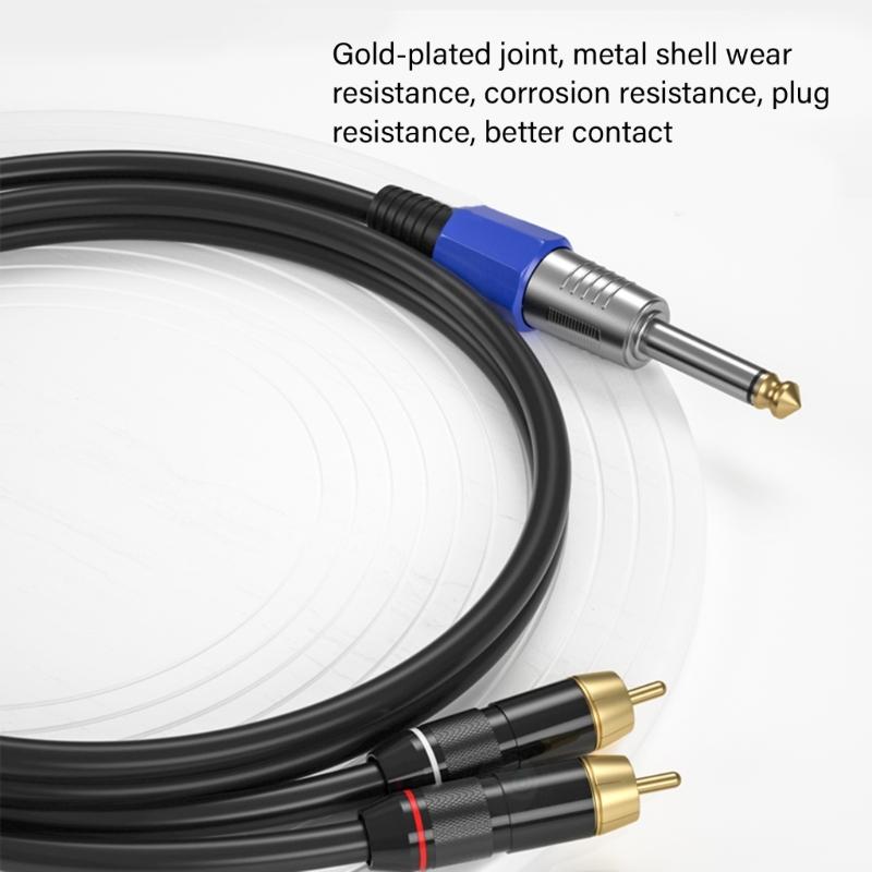 Professional 1/4Inch Male To 2RCA Male Stereo Y Splitter Cable 6.35 To 2RCA Connection Cord Wire 50cm To 10m