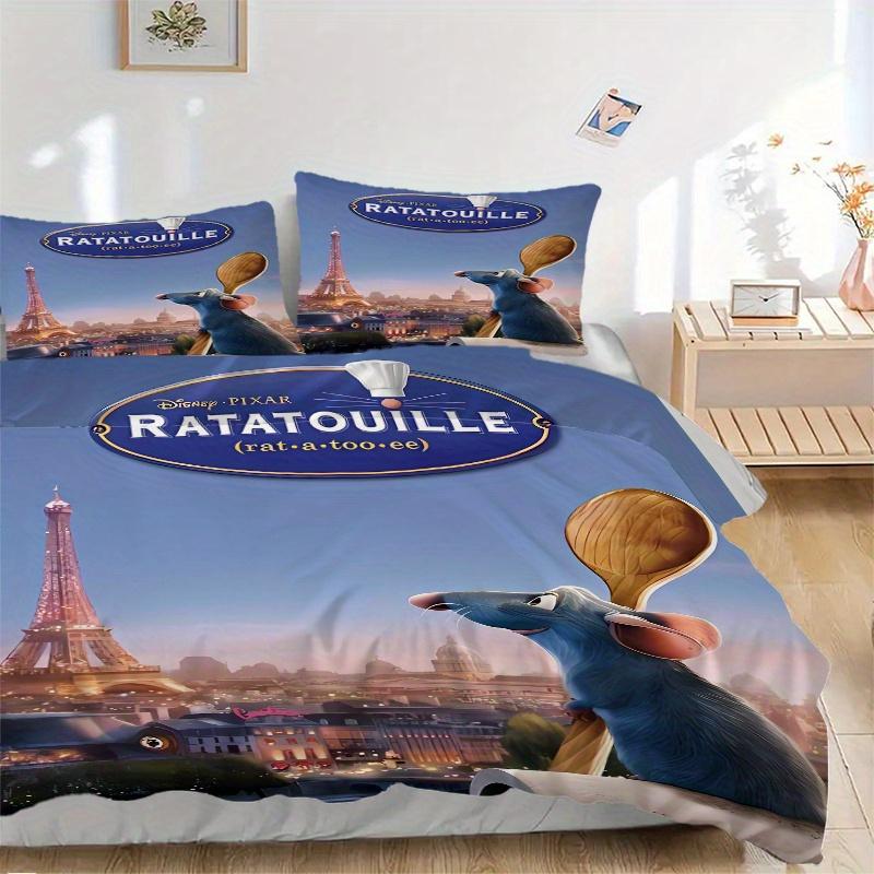 

3pcs Ratatouille Printed Quilt Set Soft and Comfortable Quilt Cover for Bedroom, Guest Room Bedding Set B080 135x200cm