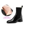Krazing Pot Cow Skin Autumn Winter Shoes Thick Med Heels Size 43 Western Boots Slip on Stretch Knitwear Ankle Boots