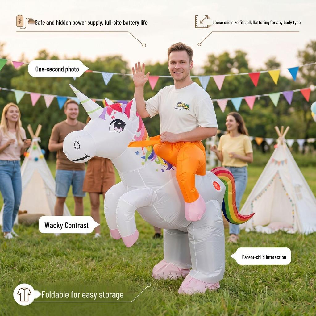 Heißverkaufendes Halloween Einhorn aufblasbares Kostüm für Bühnenpartys und Cosplay