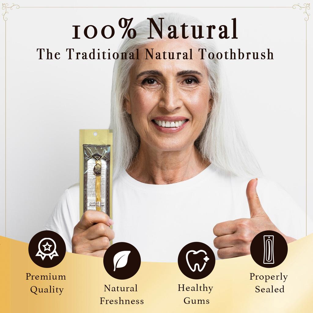 Confezione da 3 Spazzolini da Denti Miswak Biologici Bastoncino Tradizionale Spazzolino in Ramo di Legno Spazzolino Naturale Fatto a Mano Delicato sulle Gengive Regalo