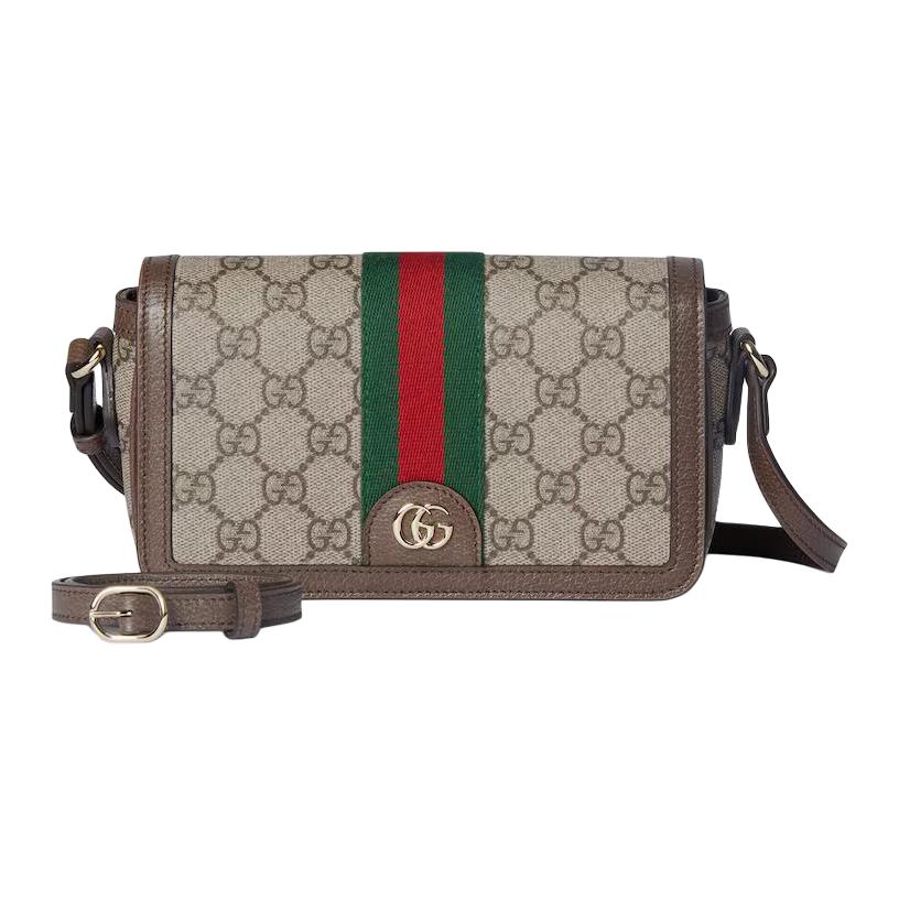 

Gucci Ophidia Logo Classic Canvas And Leather Mini Shoulder Bag Women shoulder bag Beige Dark-Brown 838471-FAE0P-9746 Basic Set (Bag+Dust Bag)