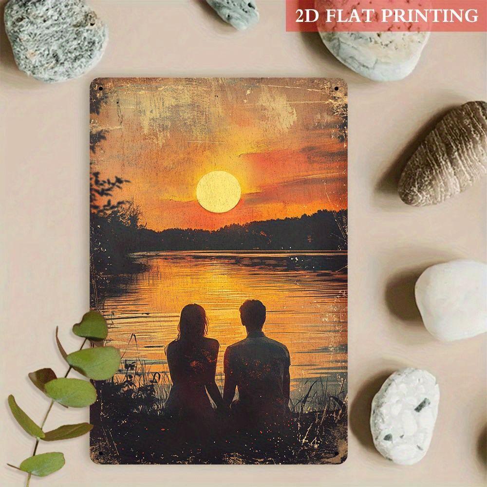 

Vintage Valentine s Day Metal Decorative Painting Gift for Couples Bedroom Living Room Cafe
