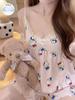 Pajamas with Chest Pads, Women's Summer Clouds, Cotton Feeling, Advanced Feeling, Can Be Worn Outside, Cartoon Suspenders, Shorts, Loungewear Set