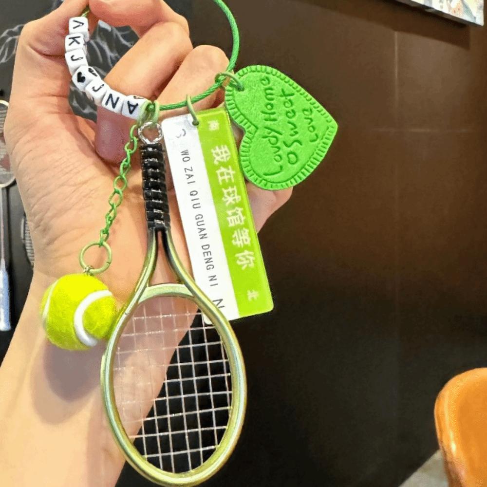 PVC Funny Tennis Ornament Creative Women Bag Charm Fashion Badminton Keychain  Couple