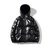 Glanzend Pufferjack voor Heren met Rits en Capuchon, Opstaande Kraag, Kort Gewatteerd Jack, Losse Warme Winter Bovenkleding, Grote Maten M-5XL