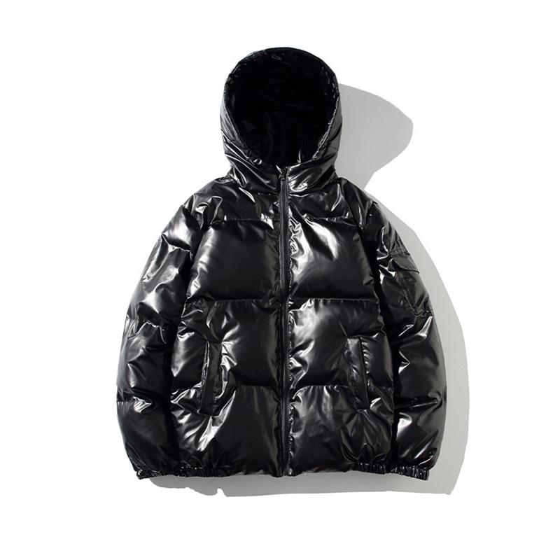 Glanzend Pufferjack voor Heren met Rits en Capuchon, Opstaande Kraag, Kort Gewatteerd Jack, Losse Warme Winter Bovenkleding, Grote Maten M-5XL