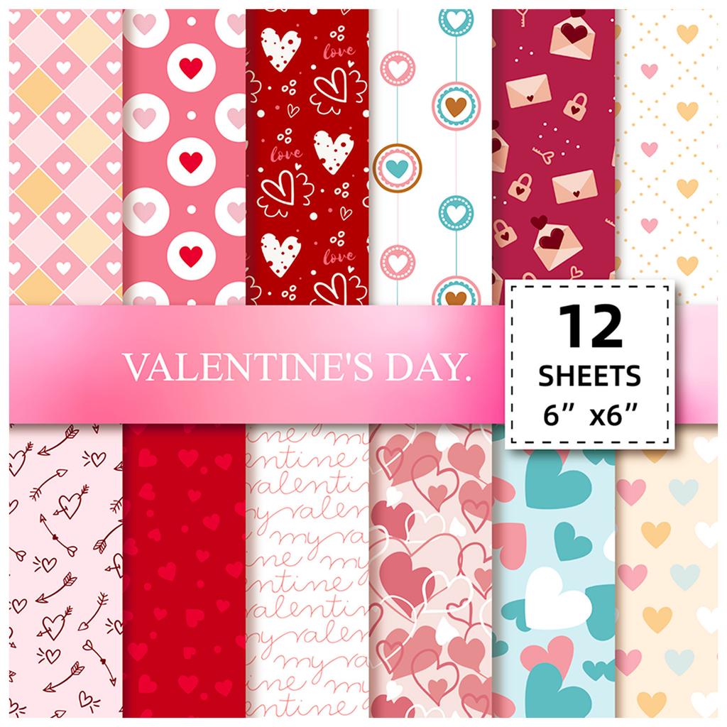 12 Sheets Per Pack Of Valentine'S Day Small Floral Love Decoration Backing Guka Handbook Material Paper