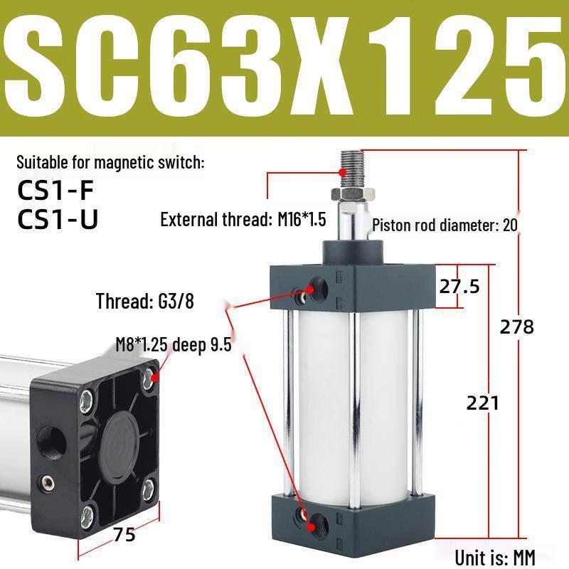 Aokewen SC Serie Standard-Pneumatikzylinder