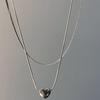 Unique Heart Pendent Necklace Double Layered Pendant Choker Stainless Steel Chain Choker Perfect for Fashionable Ladies