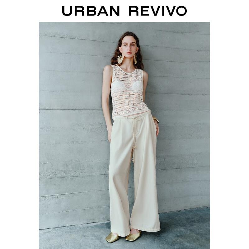 

UR 2025 Осень Женский Повседневный Ажурный Трикотажный Укороченный Топ Без Рукавов M