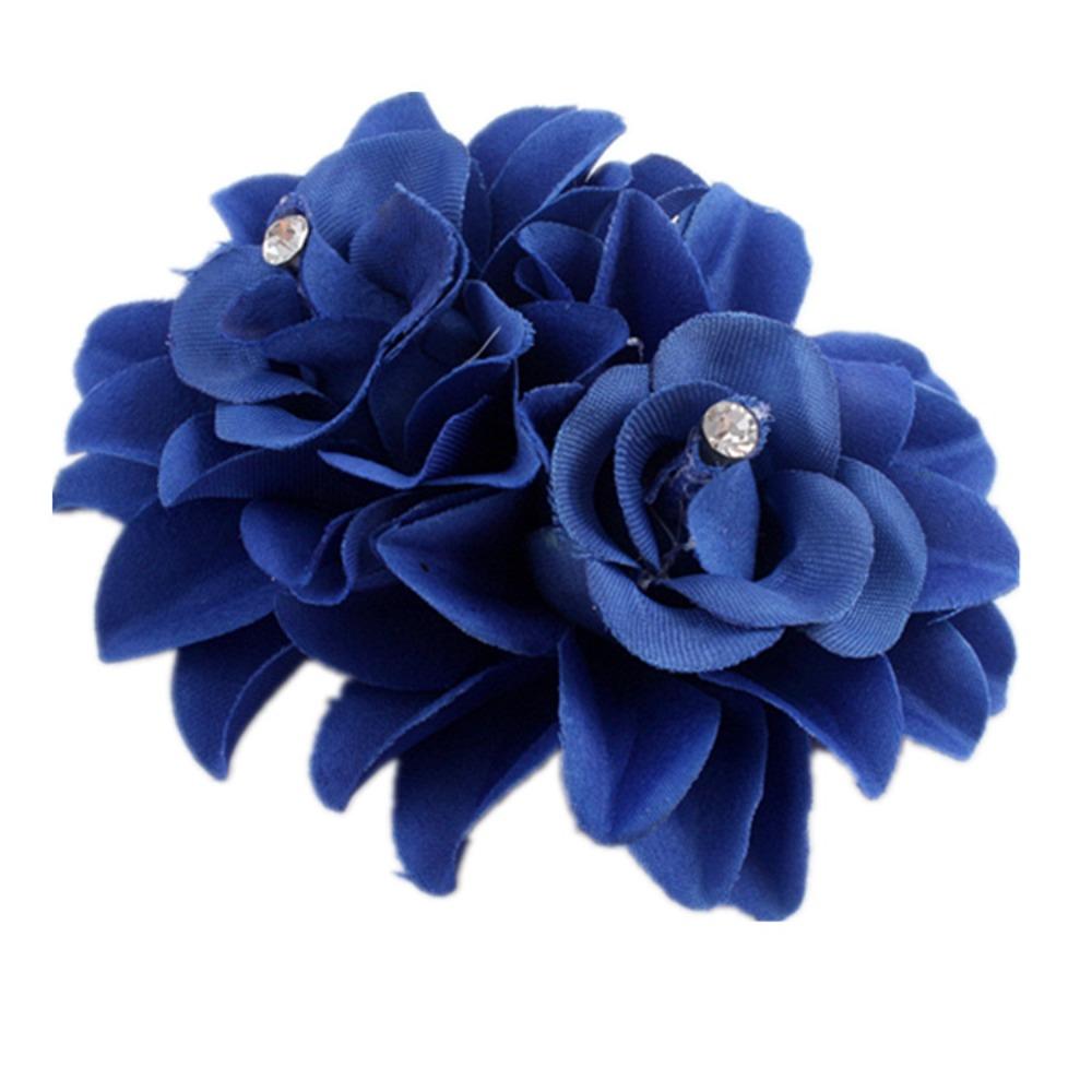 

Rhinestones Double Flower Hair Clip Large Rose Edge Clip Simple Floral Claw Clips Women Girls