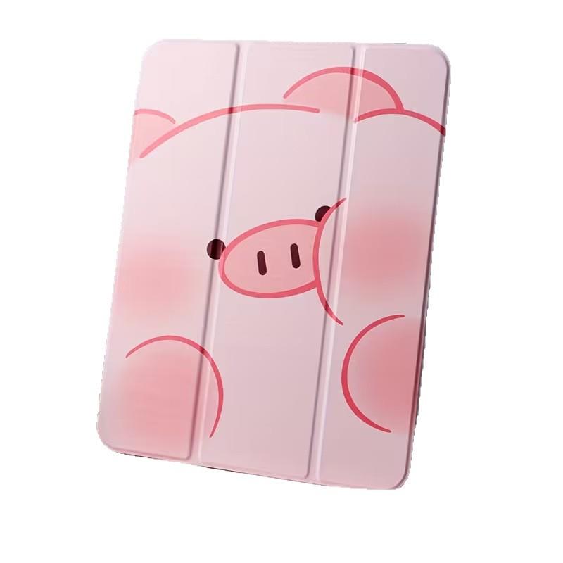 Cute pink pig-shaped iPad Air 7/6/5 tablet case, Pro tablet shell, 11/10/9 protective case