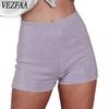 Moda feminina casual cor sólida estampa shorts esportivos de cintura alta