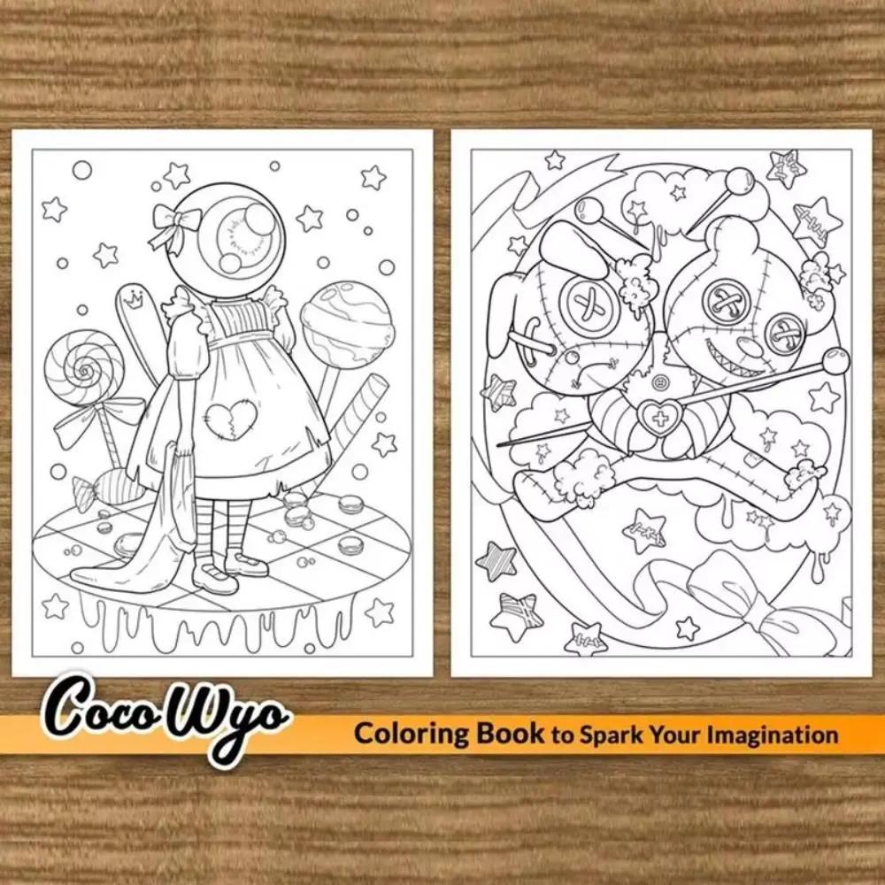 Spooky Cutie Carte de colorat în momente confortabile pentru relaxare Carte educațională de pictură cu graffiti cu creaturi înfiorătoare adorabile