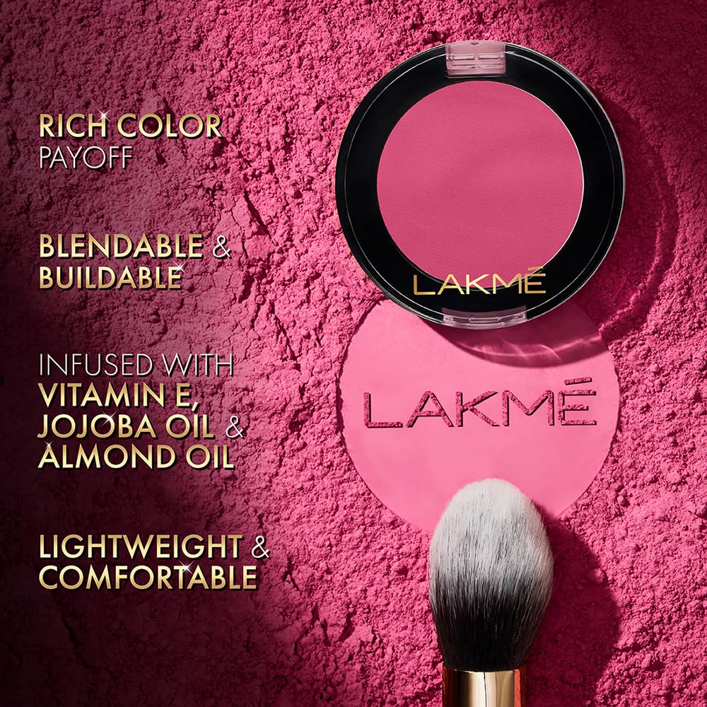 Lakme Face It Blush Flushed Pink 4gm Lightweight Blendable Buildable Rich Color Makeup Glow