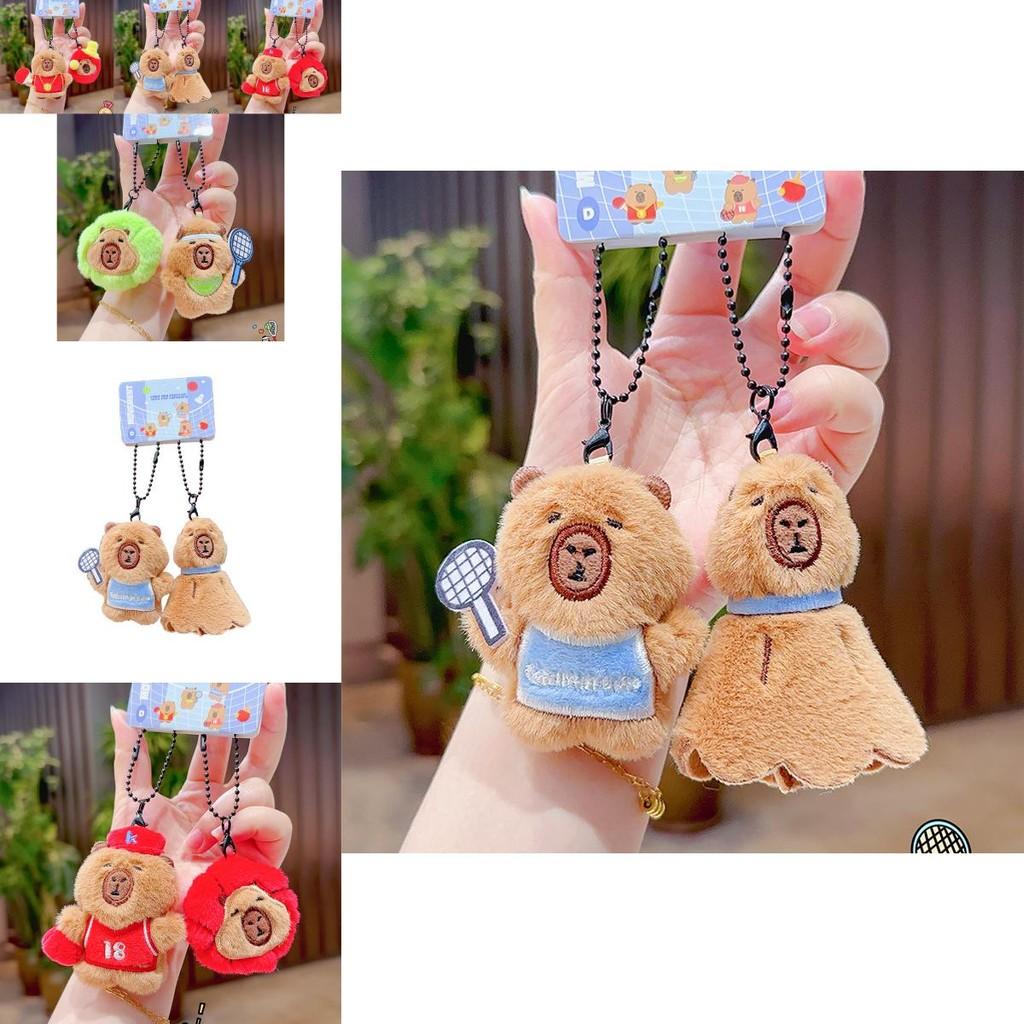 Adorable Original Capybara Family Sports Themed Plush Basketball Keychain Set Gift