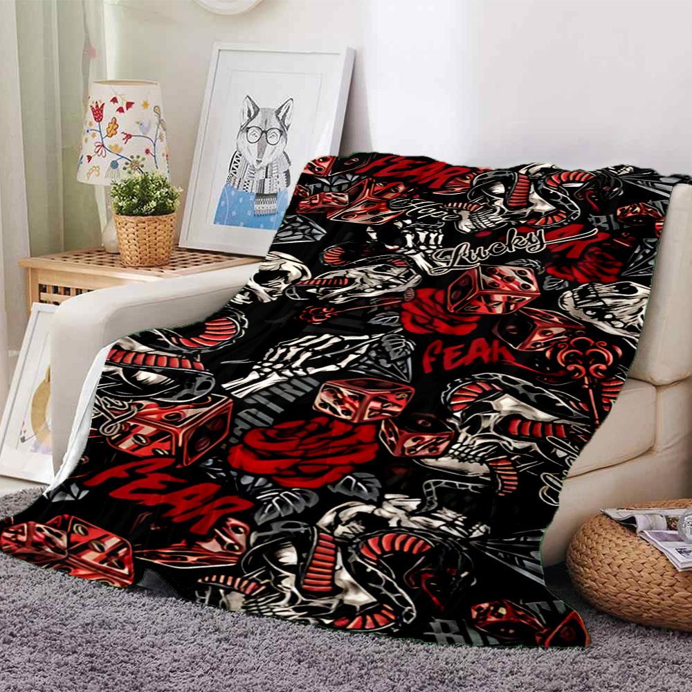 

1pc Skull Fear Throw Blanket Soft Flannel, Cozy All Season Polyester Perfect for Home, Office 80cmx120cm