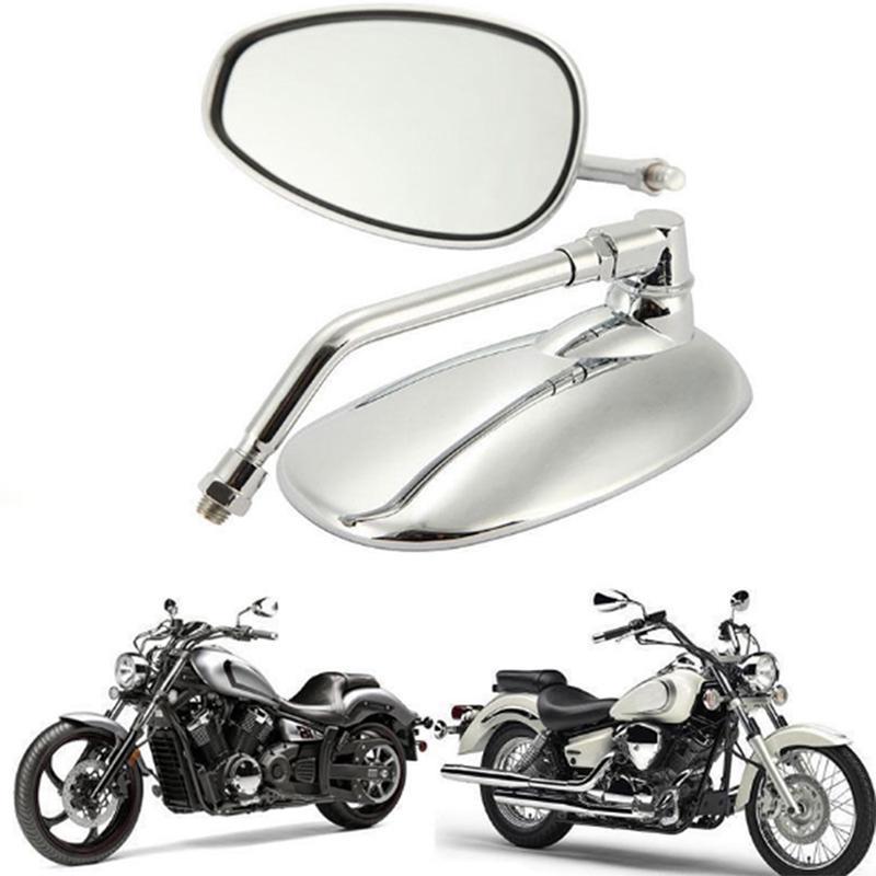 2Pcs Motorrad Oval Chrom Rückansicht Glas Spiegel Für Ducati Ktm Kawasaki