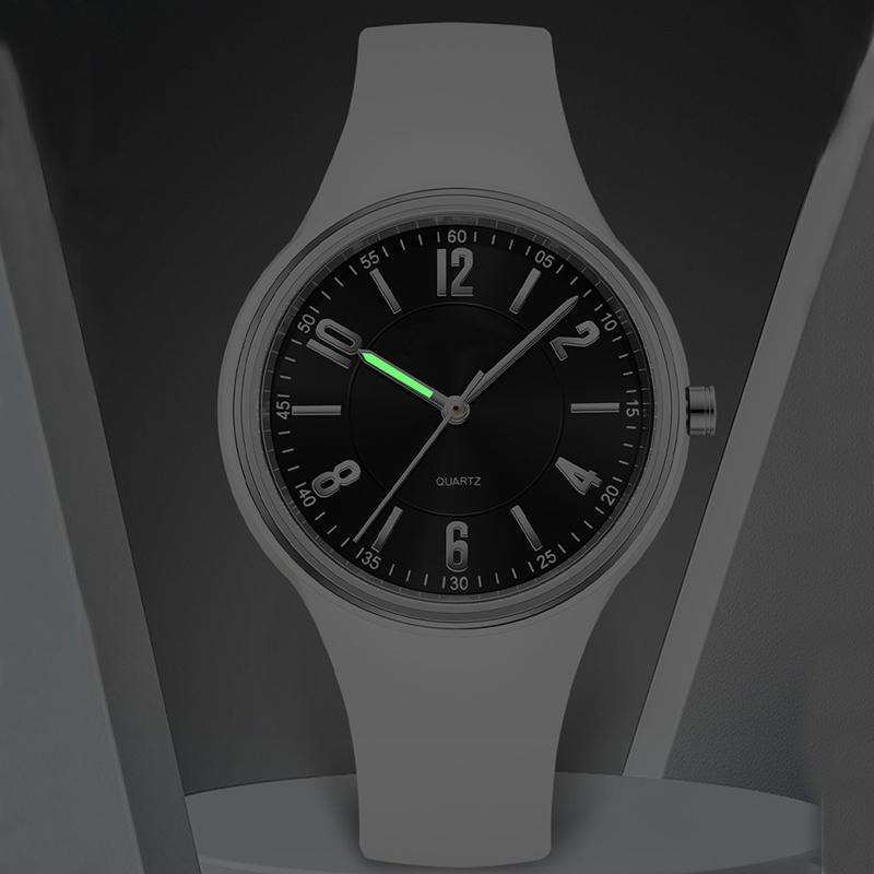 Women Quartz Watch Simple Dial Silicone Strap Waterproof Luminous Display Student Wristwatch