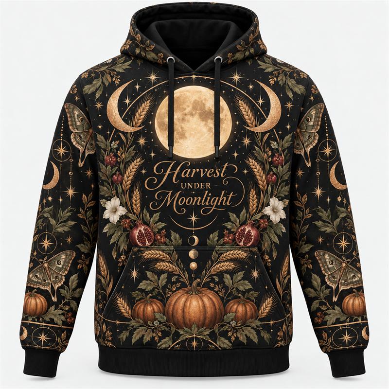 Halloween Hoodie 2026 Trendiger 3D-Druck Gothic Streetwear Übergroßer Pullover Geist Kürbis Totenkopf Hexe Horror Vintage Lässig