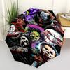 Horror Icons Themed Automatic Opening and Closing Umbrella, Compact Travel Umbrella, Lightweight and Portable, Suitable for Beach Commuting