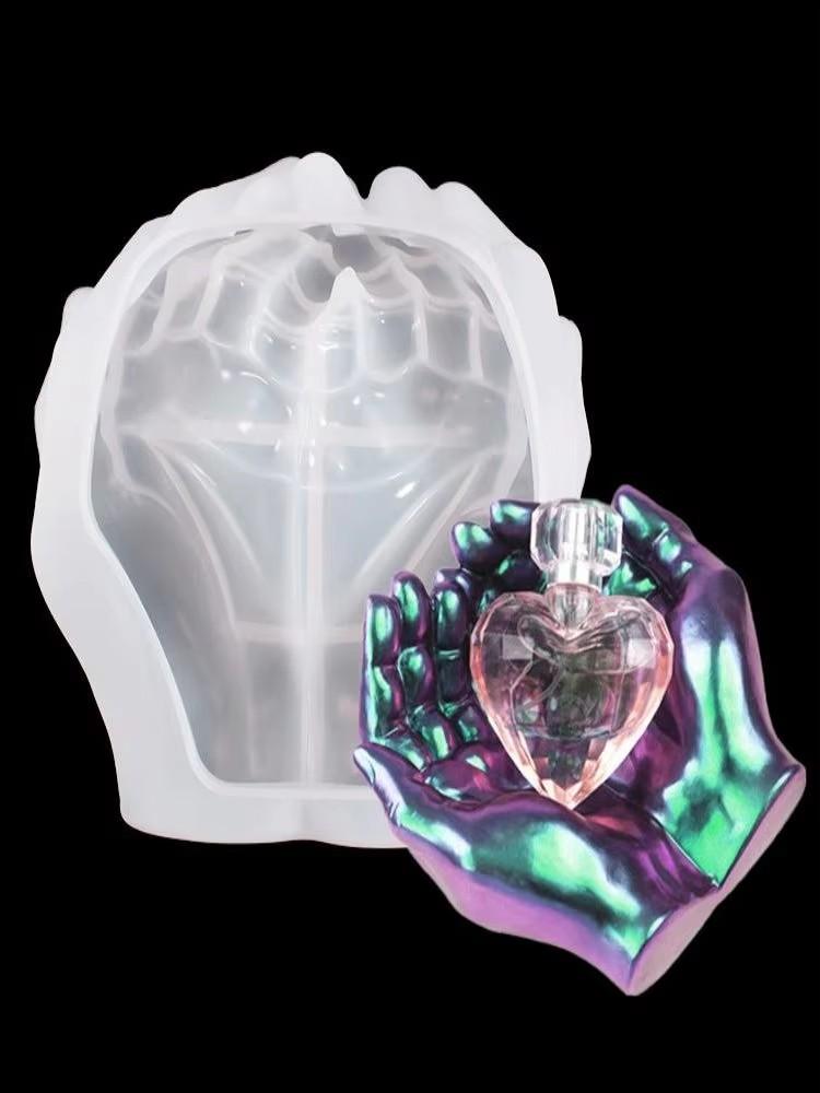 

Holding Diy Ashtray Resin Crystal Silicone Mold Two Handed Tray Handmade Crafts Mold білий