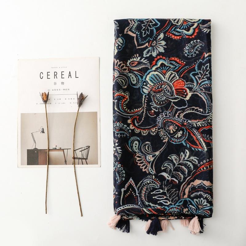 Bohemian Styles 88*180cm Women Viscose Scarf Summer Beach Shawl Cotton Linen Feeling Tassel Pashmina Muslim Hijab Wrap Lady