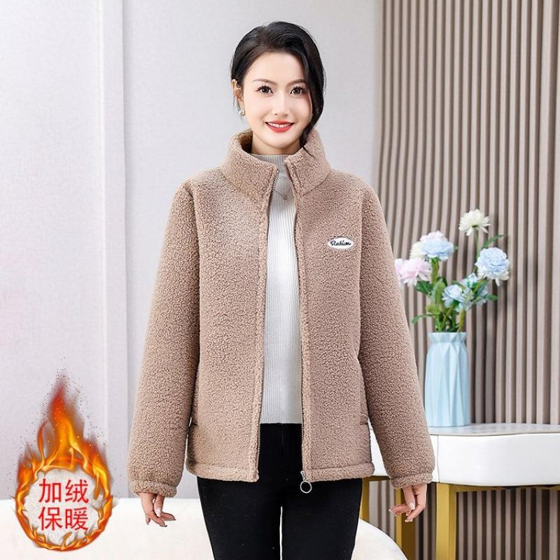 Fleece thickened cotton-padded clothes granular lamb warm winter new loose large size top coat women