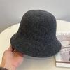 Fashion Wool Knitted Short Brim Dome Bucket Hat Women's Autumn and Winter Versatile Leisure Basin Hat Foldable