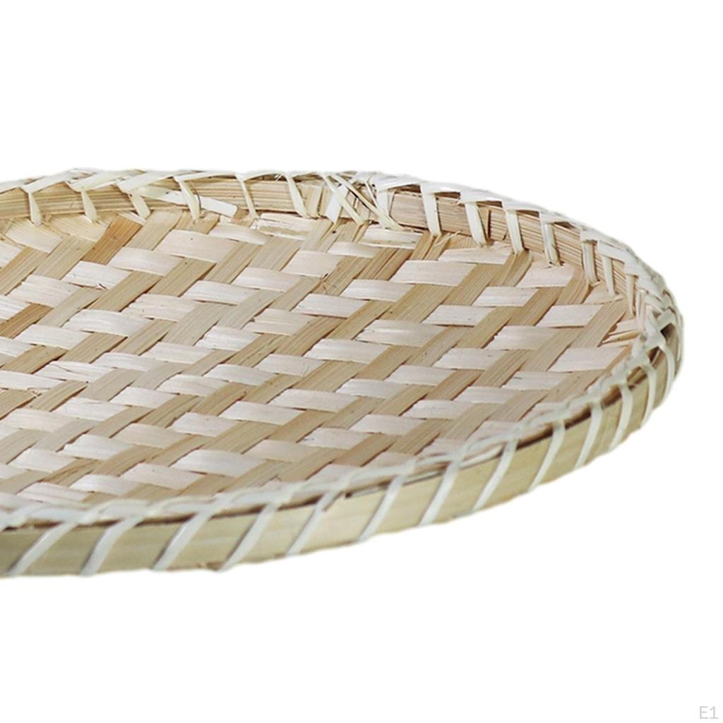 Hand Woven Bamboo Serving Tray Rustic Style Decorative Traditional Round Handmade for Coffee Table