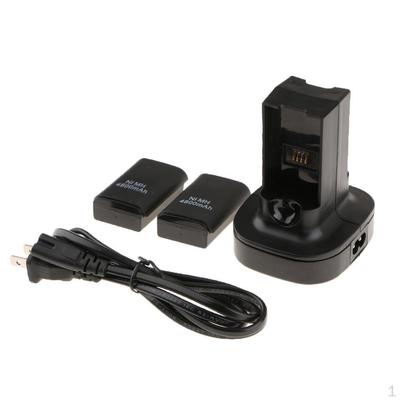 60 Controller-Akku-Ladestation, Doppel-Ladestation mit 2 wiederaufladbaren Akkus und USB-Kabel