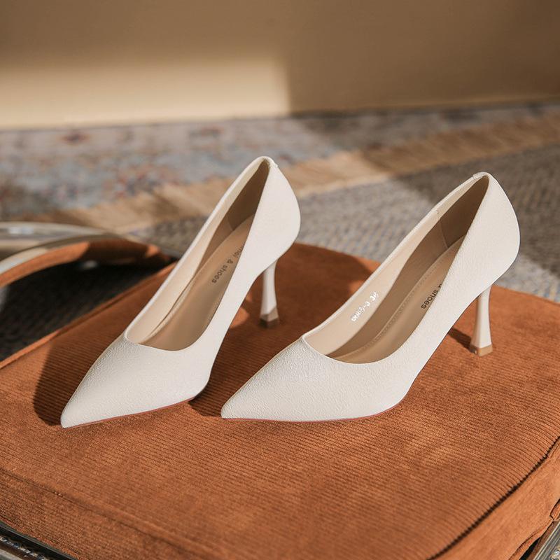 Small High Heels Femininity Simple Pointed Professional Work Single Shoes Sexy Thin Heels Shallow Mouth Women's Shoes