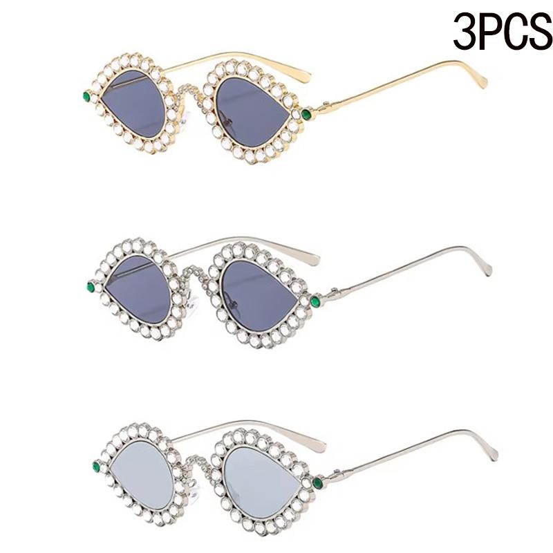 Diamond Studded Small Frame Cat Eye Y2k Sunglasses High-end Luxury Ball Metal Sunglasses Retro New Peacock Glasses 81064